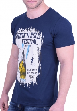 T-T-Shirt με τύπωμα μπλε