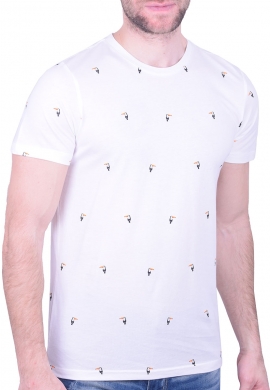 T-Shirt Με Τύπωμα πουλιά τουκάν  λευκό