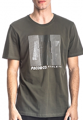 Paco & co 213505 t-shirt με τύπωμα χακί