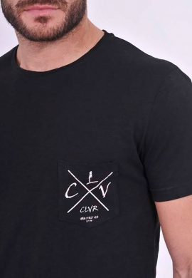 Ανδρικό t-shirt 21170 clever με τσεπάκι μαύρο