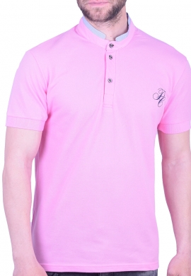Paco & co 213609 Πόλο μπλούζα με γιακά mao ροζ