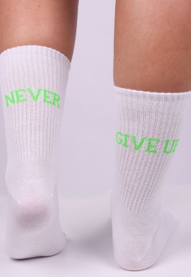 Vtex socks κάλτσες ψηλές unisex με quote Never Give Up