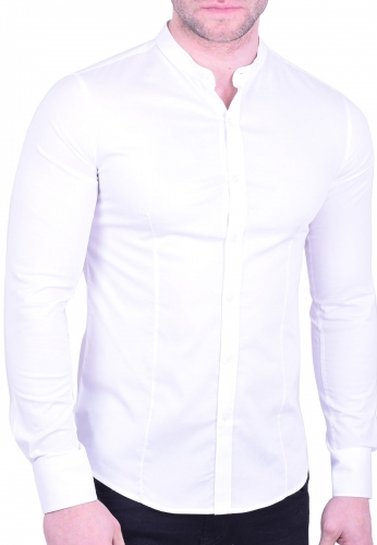 Mao collar shirt white