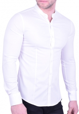 Mao collar shirt white