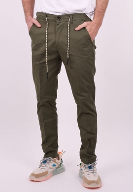 Παντελόνι υφασμάτινο Chino τσέπη χακί