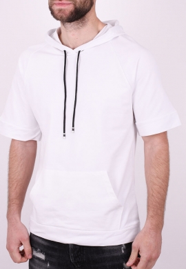 T-Shirt oversized με Κουκούλα Λευκό