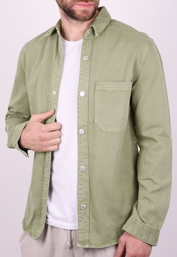 Τζιν overshirt με τσέπες χακί