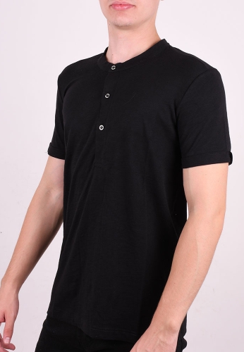 Paco & co T-Shirt 13573 με κουμπάκια μαύρο