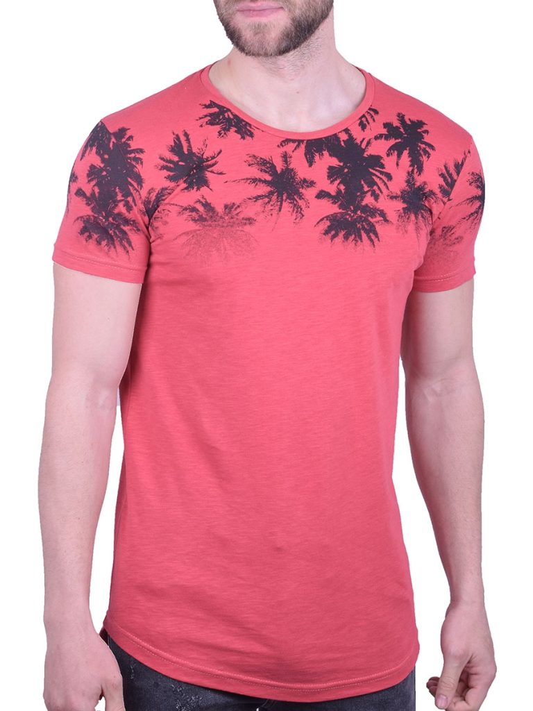 Paco & co 213555 t-shirt casual με φοίνικες καρπουζί